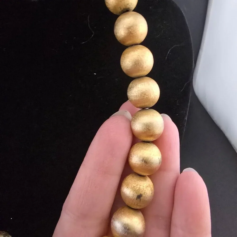 Napier Gold Chunky Beaded Necklace Elegant Brushed Vintage Statement 17" - Picture 5 of 11